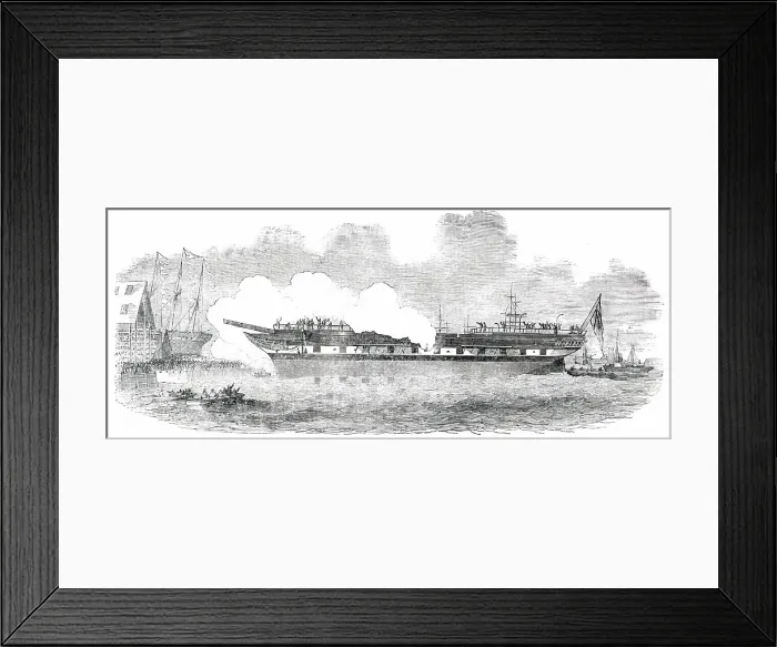 Framed Print : Launch of a 14-Year First Class Ship, at Dundee, 1850. Creator: Unknown Framed Print : Launch of a 14-Year First Class Ship, at Dundee, 1850. Creator: Unknown