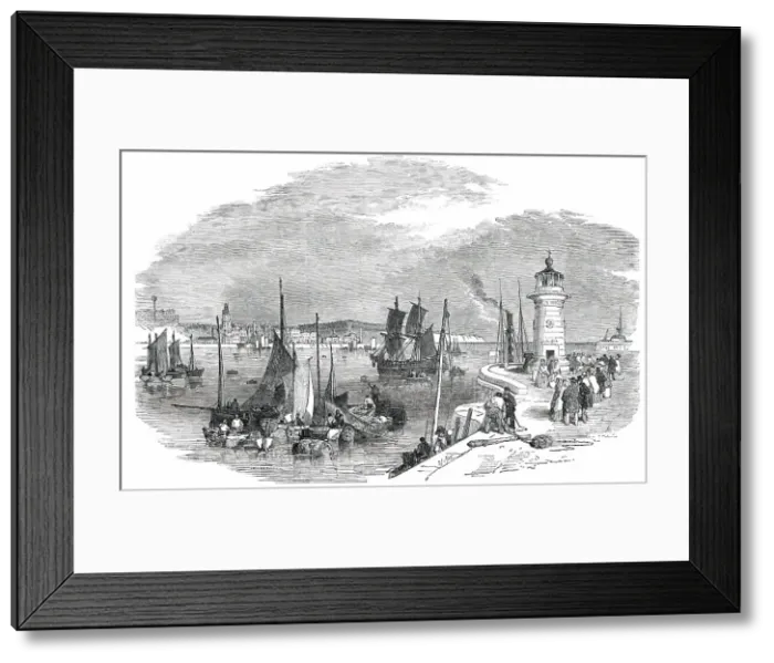 Framed Print : Ramsgate Harbour, 1850. Creator: Edmund Evans Framed Print : Ramsgate Harbour, 1850. Creator: Edmund Evans