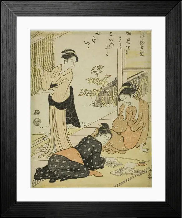 Framed Print : Discovering the Address of a Husband's Lover, from the series A Collection of Humorous...c. 1790. Creator: Torii Kiyonaga. Discovering the Address of a Husband's Lover, from the series A Collection of Humorous...c. 1790 Framed Print : Discovering the Address of a Husband's Lover, from the series A Collection of Humorous...c. 1790. Creator: Torii Kiyonaga. Discovering the Address of a Husband's Lover, from the series A Collection of Humorous...c. 1790