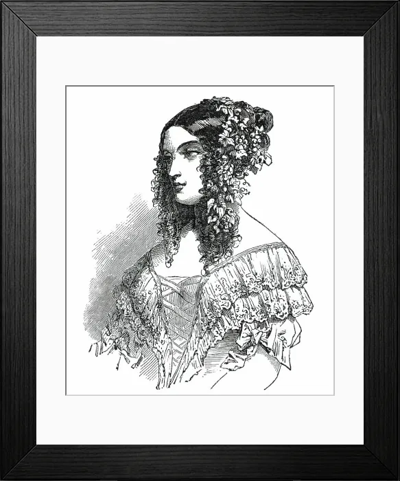 Framed Print : Paris Fashions for June - Ball Dress, 1850. Creator: Unknown Framed Print : Paris Fashions for June - Ball Dress, 1850. Creator: Unknown