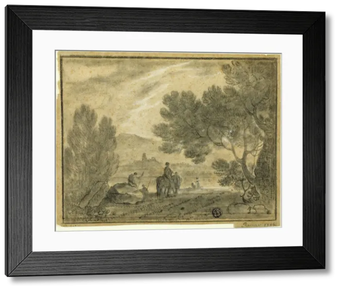 Framed Print : Roman Campagna with Figures, 1756. Creator: Richard Wilson Framed Print : Roman Campagna with Figures, 1756. Creator: Richard Wilson