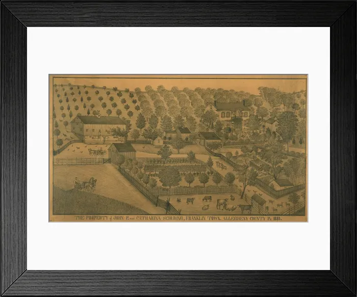 Framed Print : The Property of John P. and Catharina Schuring, Franklin Town, Allegheny County... 1883. Creator: Ferdinand Arnold Brader Framed Print : The Property of John P. and Catharina Schuring, Franklin Town, Allegheny County... 1883. Creator: Ferdinand Arnold Brader