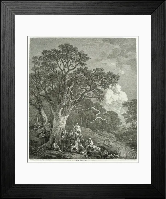 Framed Print : Wooded Landscape with Gypsies Gathered Round a Fire, 1753 / 54. Creator: Thomas Gainsborough Framed Print : Wooded Landscape with Gypsies Gathered Round a Fire, 1753 / 54. Creator: Thomas Gainsborough