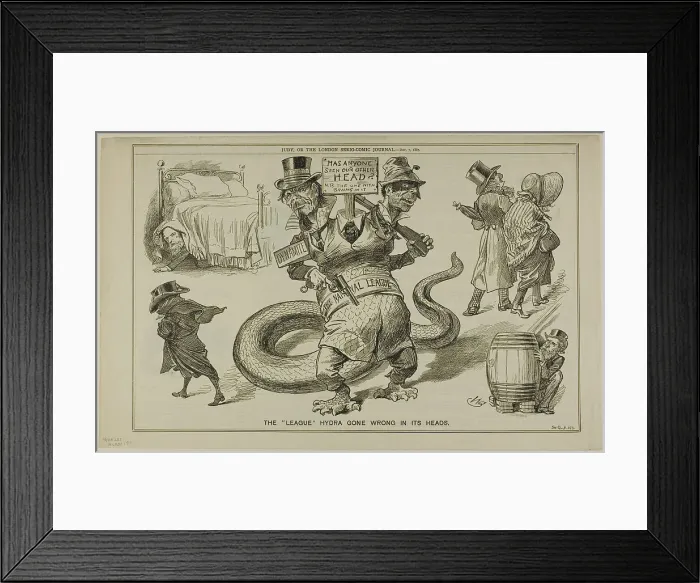 Framed Print : The League Hydras Gone Wrong in Its Heads, from Judy, published December 7, 1887. Creator: WB Framed Print : The League Hydras Gone Wrong in Its Heads, from Judy, published December 7, 1887. Creator: WB