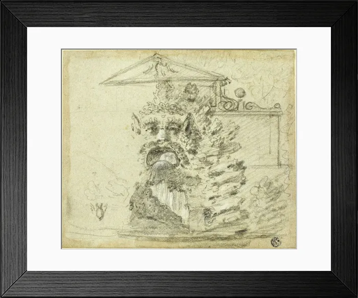 Framed Print : Il Mascherone, a Rocaille Fountain on the Grounds of the Villa Borghese, c. 1754. Creator: Richard Wilson Framed Print : Il Mascherone, a Rocaille Fountain on the Grounds of the Villa Borghese, c. 1754. Creator: Richard Wilson