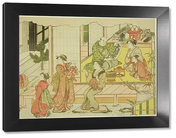 Opening the Storehouse (Kurabiraki), from the illustrated book 'Colors of the Triple... c. 1787. Creator: Torii Kiyonaga. Opening the Storehouse (Kurabiraki), from the illustrated book 'Colors of the Triple... c. 1787. Creator: Torii Kiyonaga