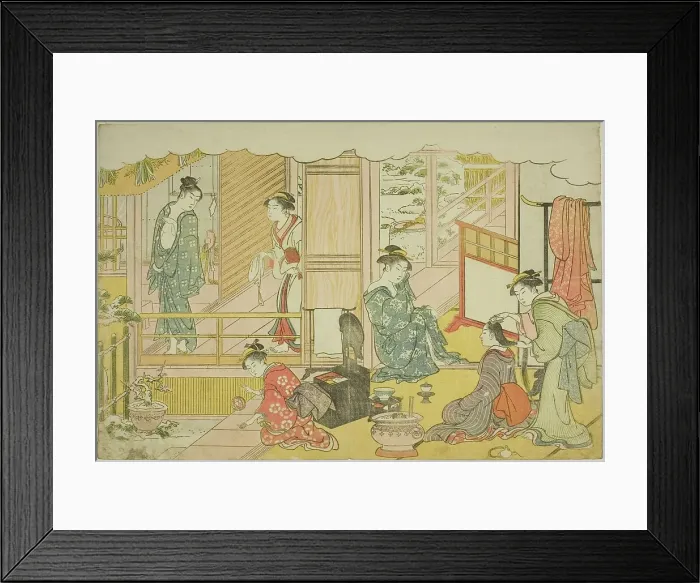 Framed Print : The First Bath of the New Year (Yudono hajime), from the illustrated book Colors of the... c.1787. Creator: Torii Kiyonaga. The First Bath of the New Year (Yudono hajime), from the illustrated book Colors of the... c.1787 Framed Print : The First Bath of the New Year (Yudono hajime), from the illustrated book Colors of the... c.1787. Creator: Torii Kiyonaga. The First Bath of the New Year (Yudono hajime), from the illustrated book Colors of the... c.1787