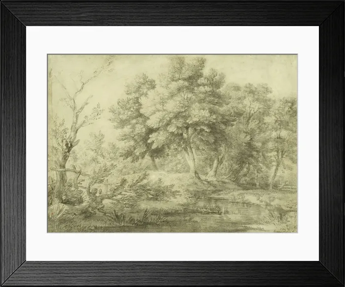 Framed Print : Wooded Landscape with Stream, 1750-59. Creator: Thomas Gainsborough Framed Print : Wooded Landscape with Stream, 1750-59. Creator: Thomas Gainsborough