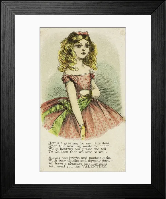 Framed Print : Here's a Greeting for My Little Dear (valentine), 1860 / 69. Creator: Unknown Framed Print : Here's a Greeting for My Little Dear (valentine), 1860 / 69. Creator: Unknown