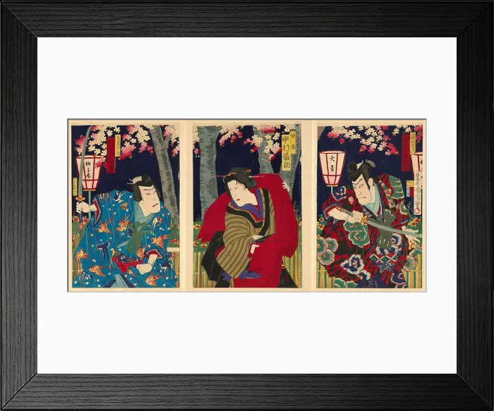 Framed Print : The actors Nakamura Shikan IV as Fuwa Banzaemon, Nakamura Fukusuke IV as the... 1885. Creator: Toyohara Kunichika Framed Print : The actors Nakamura Shikan IV as Fuwa Banzaemon, Nakamura Fukusuke IV as the... 1885. Creator: Toyohara Kunichika