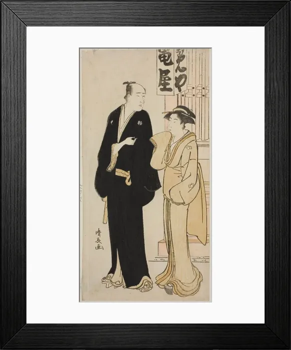 Framed Print : The Actor Onoe Matsusuke I and a geisha, from an untitled series of prints showing... c. 1783. Creator: Torii Kiyonaga Framed Print : The Actor Onoe Matsusuke I and a geisha, from an untitled series of prints showing... c. 1783. Creator: Torii Kiyonaga