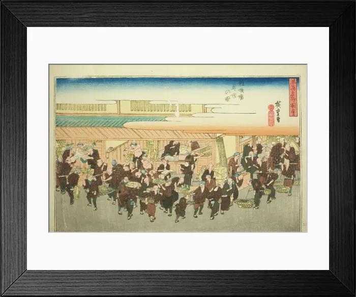 Framed Print : The Fish Market at Zakoba (Zakoba uoichi no zu), from the series Famous Views of... c. 1834. Creator: Ando Hiroshige. The Fish Market at Zakoba (Zakoba uoichi no zu), from the series Famous Views of... c. 1834 Framed Print : The Fish Market at Zakoba (Zakoba uoichi no zu), from the series Famous Views of... c. 1834. Creator: Ando Hiroshige. The Fish Market at Zakoba (Zakoba uoichi no zu), from the series Famous Views of... c. 1834