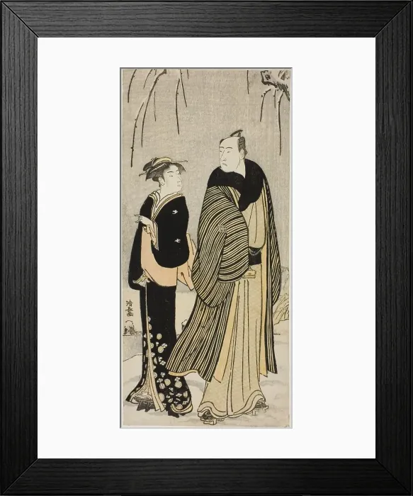 Framed Print : The Actor Matsumoto Koshiro IV and a geisha, from an untitled series of prints showing... c. 1783. Creator: Torii Kiyonaga Framed Print : The Actor Matsumoto Koshiro IV and a geisha, from an untitled series of prints showing... c. 1783. Creator: Torii Kiyonaga
