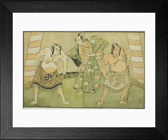 Framed Print : The Actors Nakamura Sukegoro II as Matano no Goro (right), Onoe Kikugoro I as Soga no... c. 1772. Creator: Shunsho Framed Print : The Actors Nakamura Sukegoro II as Matano no Goro (right), Onoe Kikugoro I as Soga no... c. 1772. Creator: Shunsho