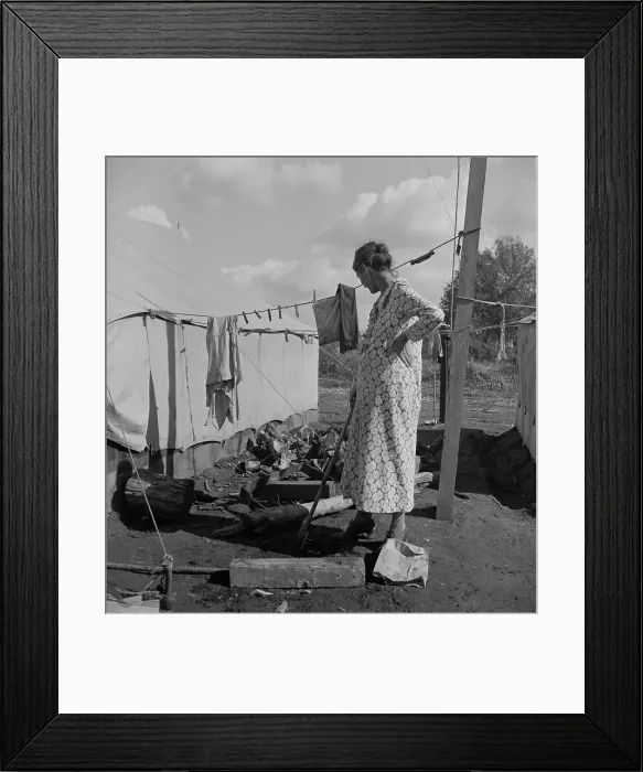 Framed Print : Women in auto camp for migrant citrus workers, Tulare County, California, 1938. Creator: Dorothea Lange Framed Print : Women in auto camp for migrant citrus workers, Tulare County, California, 1938. Creator: Dorothea Lange