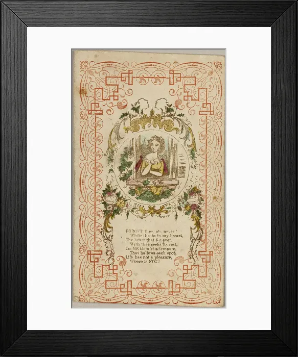 Framed Print : Forget thee, oh. Never! (valentine), 1835 / 40. Creator: Unknown Framed Print : Forget thee, oh. Never! (valentine), 1835 / 40. Creator: Unknown