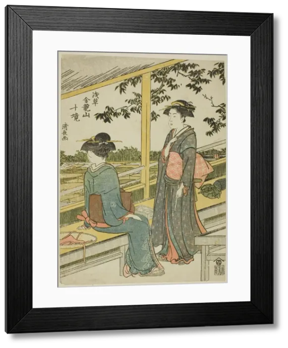 Framed Print : Teahouse overlooking rice fields, from the series Ten Precincts of Kinryuzan Temple in... c. 1783. Creator: Torii Kiyonaga. Teahouse overlooking rice fields, from the series Ten Precincts of Kinryuzan Temple in... c. 1783 Framed Print : Teahouse overlooking rice fields, from the series Ten Precincts of Kinryuzan Temple in... c. 1783. Creator: Torii Kiyonaga. Teahouse overlooking rice fields, from the series Ten Precincts of Kinryuzan Temple in... c. 1783