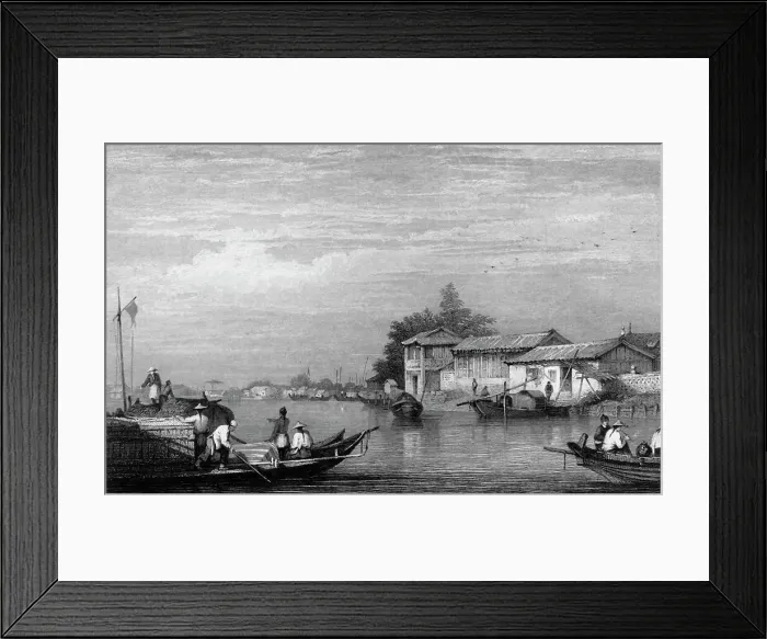 Framed Print : View on a River near Canton, 1834. Creator: Samuel Prout Framed Print : View on a River near Canton, 1834. Creator: Samuel Prout