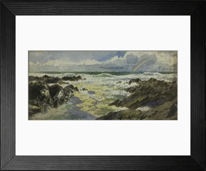 Framed Print : Rainbow Over Stormy Sea, c.1900. Creator: Unknown Framed Print : Rainbow Over Stormy Sea, c.1900. Creator: Unknown