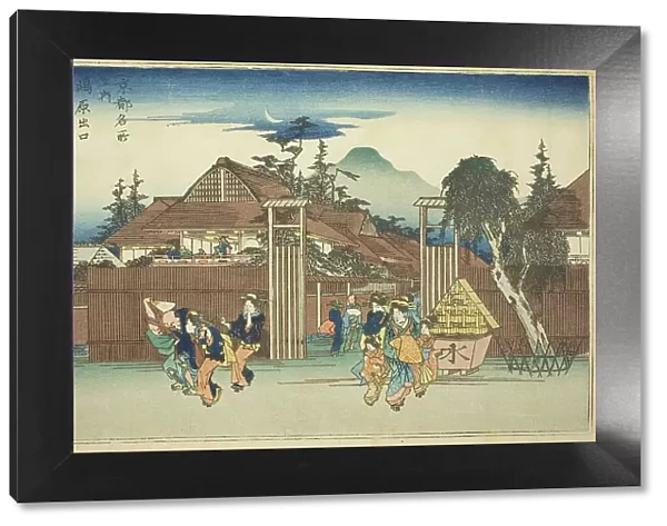 The Willow Tree at the Gate of Shimabara Pleasure Quarter (Shimabara deguchi no yanagi)... c. 1834. Creator: Ando Hiroshige