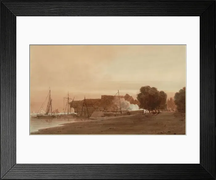Framed Print : A Boatyard at the Mouth of an Estuary, 1800. Creator: Thomas Girtin Framed Print : A Boatyard at the Mouth of an Estuary, 1800. Creator: Thomas Girtin