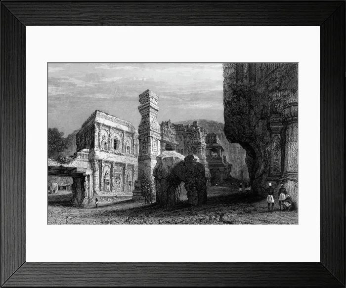 Framed Print : Excavated Temple of Kylas, Caves of Ellora, 1834. Creator: Samuel Prout Framed Print : Excavated Temple of Kylas, Caves of Ellora, 1834. Creator: Samuel Prout