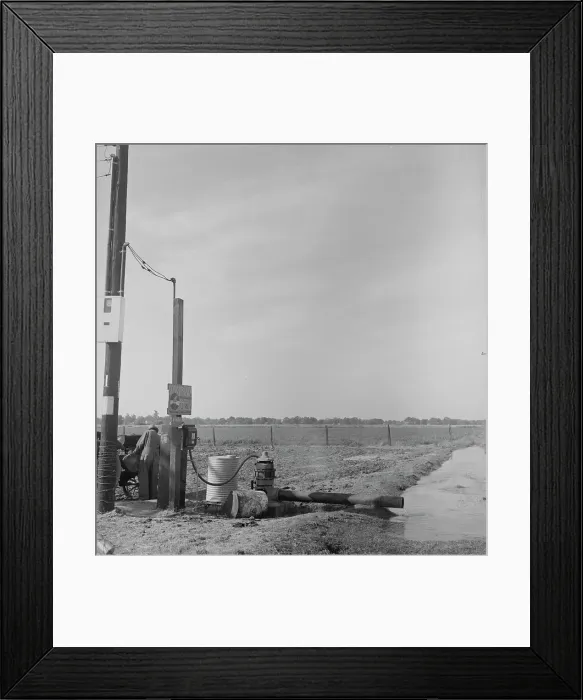 Framed Print : Irrigation pump on edge of field, San Joaquin Valley, California, 1938. Creator: Dorothea Lange Framed Print : Irrigation pump on edge of field, San Joaquin Valley, California, 1938. Creator: Dorothea Lange