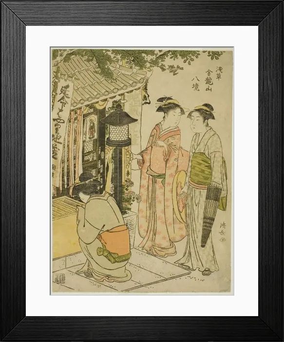 Framed Print : Visiting the Shrine of Enmei Jizo, from the series Eight Precincts of Kinryuzan Temple in... c1782 Creator: Torii Kiyonaga. Visiting the Shrine of Enmei Jizo, from the series Eight Precincts of Kinryuzan Temple in Framed Print : Visiting the Shrine of Enmei Jizo, from the series Eight Precincts of Kinryuzan Temple in... c1782 Creator: Torii Kiyonaga. Visiting the Shrine of Enmei Jizo, from the series Eight Precincts of Kinryuzan Temple in