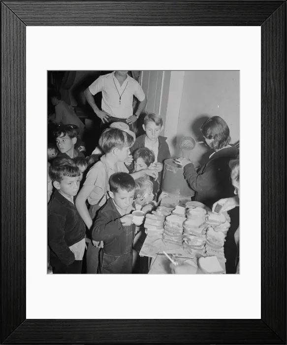 Framed Print : The children at Halloween party in Shafter migrant cooperative, California, 1938. Creator: Dorothea Lange Framed Print : The children at Halloween party in Shafter migrant cooperative, California, 1938. Creator: Dorothea Lange