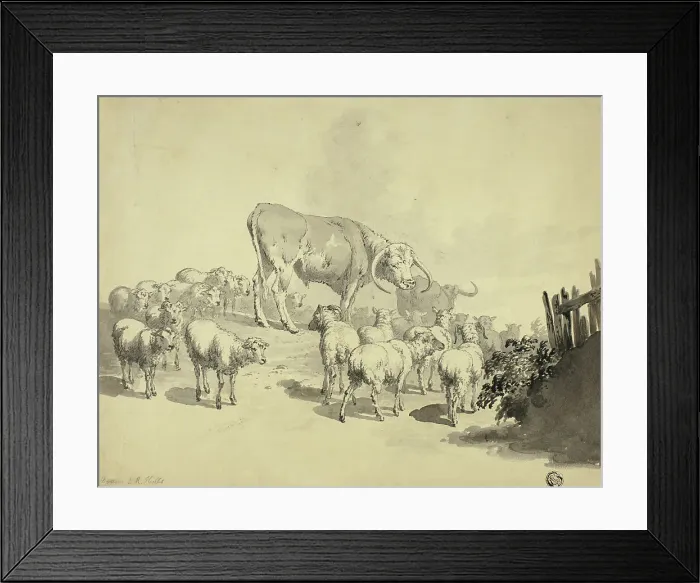 Framed Print : Cows and Sheep, n.d. Creator: Robert Hills Framed Print : Cows and Sheep, n.d. Creator: Robert Hills