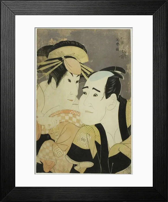 Framed Print : The actors Ichikawa Tomiemon (R) as Kanisaka Toma and Sanogawa Ichimatsu III...Onayo, 1794. Creator: Toshusai Sharaku Framed Print : The actors Ichikawa Tomiemon (R) as Kanisaka Toma and Sanogawa Ichimatsu III...Onayo, 1794. Creator: Toshusai Sharaku