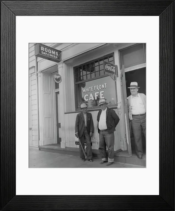 Framed Print : Main street, Gibson, California, 1938. Creator: Dorothea Lange Framed Print : Main street, Gibson, California, 1938. Creator: Dorothea Lange