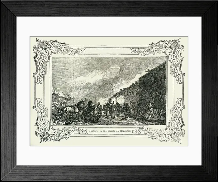 Framed Print : Contests in the Streets at Monterey, 1849. Creator: Unknown Framed Print : Contests in the Streets at Monterey, 1849. Creator: Unknown