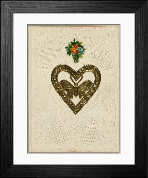 Framed Print : Untitled Valentine (Butterfly in Heart), 1850 / 60. Creator: Unknown Framed Print : Untitled Valentine (Butterfly in Heart), 1850 / 60. Creator: Unknown