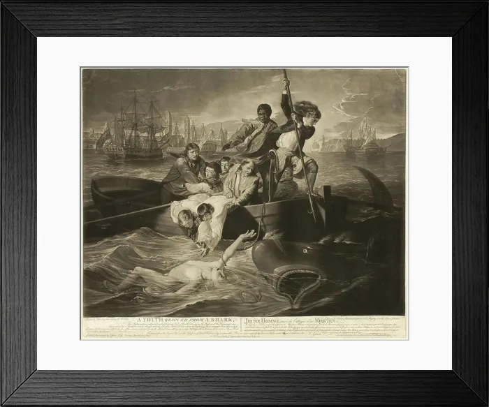 Framed Print : A Youth Rescued from a Shark, 1779. Creator: Valentine Green Framed Print : A Youth Rescued from a Shark, 1779. Creator: Valentine Green