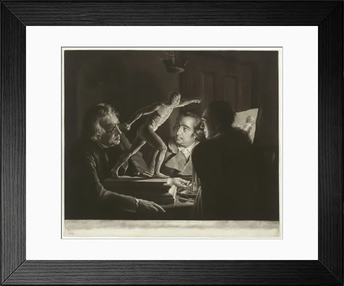 Framed Print : Three Persons Viewing the Gladiator by Candlelight, 1769. Creator: William Pether Framed Print : Three Persons Viewing the Gladiator by Candlelight, 1769. Creator: William Pether