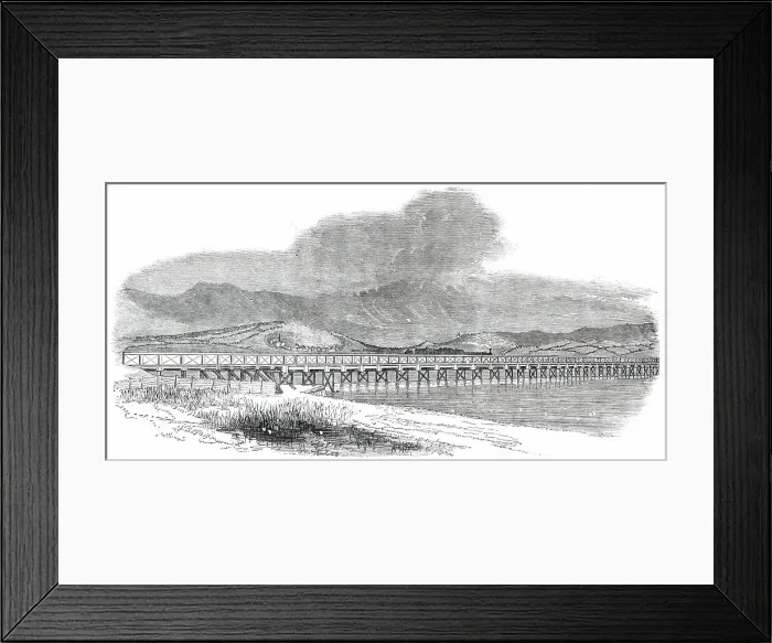 Framed Print : Opening of the Whitehaven and Furness Junction Railway - Duddon Sands Viaduct, 1850. Creator: Unknown Framed Print : Opening of the Whitehaven and Furness Junction Railway - Duddon Sands Viaduct, 1850. Creator: Unknown