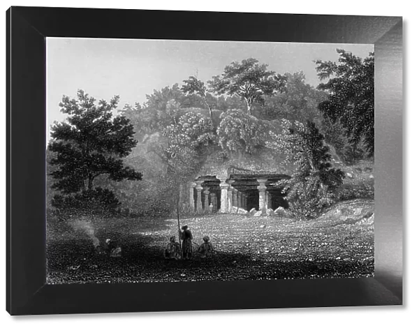 Entrance to the Cave of Elephanta, 1835. Creator: William Purser