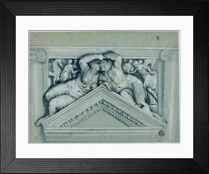 Framed Print : Overdoor with Satyr and Satyress, 17th century. Creator: Paolo Veronese Framed Print : Overdoor with Satyr and Satyress, 17th century. Creator: Paolo Veronese