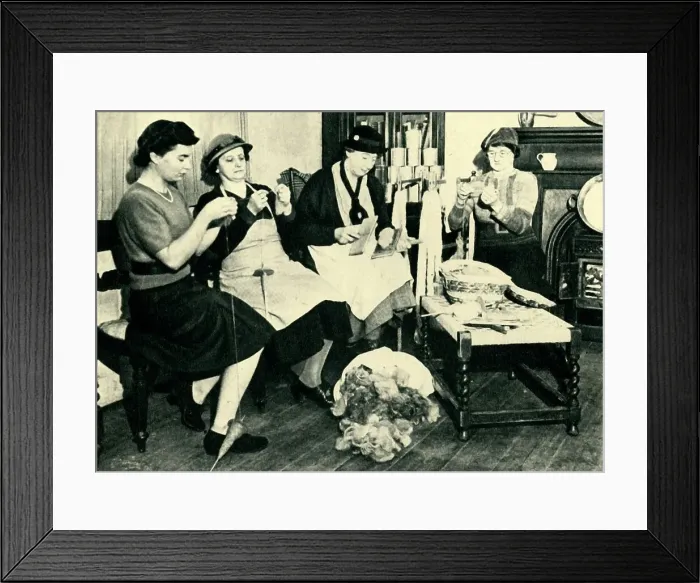 Framed Print : Spindle-Spinning Wool Gathered from the Hedges, 1943. Creator: Unknown Framed Print : Spindle-Spinning Wool Gathered from the Hedges, 1943. Creator: Unknown
