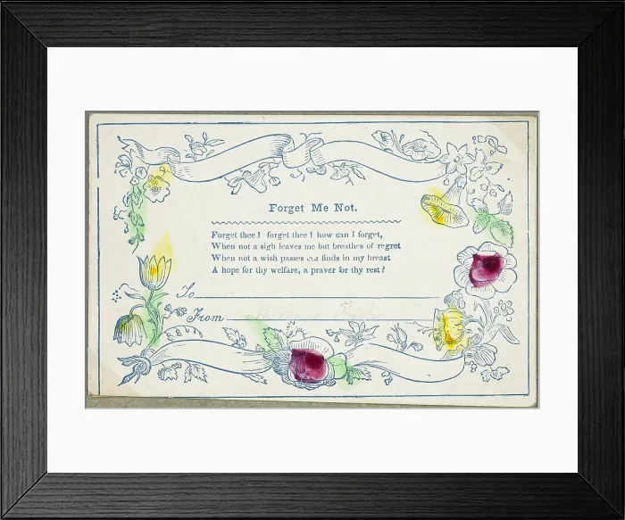 Framed Print : Forget Me Not (valentine), c.1830. Creator: Unknown Framed Print : Forget Me Not (valentine), c.1830. Creator: Unknown