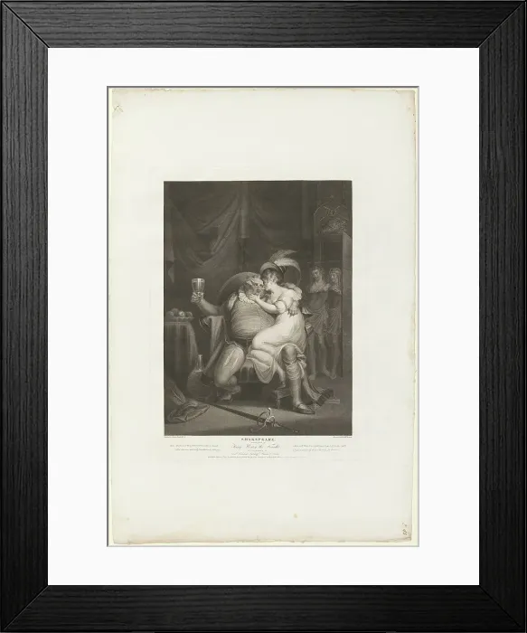 Framed Print : Prince Hal and Poins Surprise Falstaff with Doll Tearsheet, 1795. Creator: William Satchwell Leney