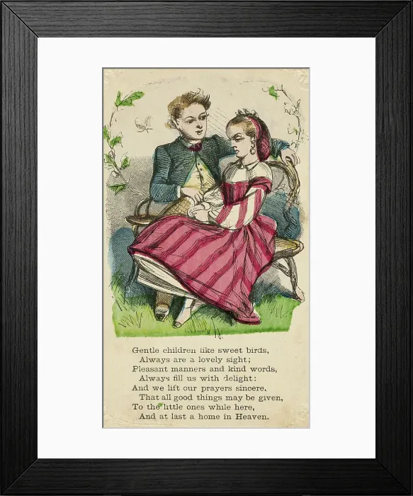 Framed Print : Gentle Children Like Sweet Birds (valentine), 1860 / 69. Creator: Unknown Framed Print : Gentle Children Like Sweet Birds (valentine), 1860 / 69. Creator: Unknown
