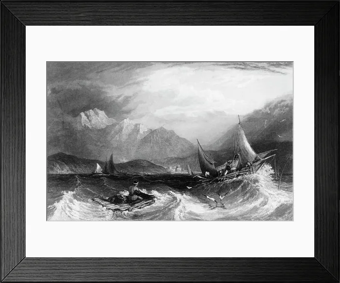 Framed Print : Bombay Harbour: - Fishing boats, in the Monsoon, 1845. Creator: Unknown Framed Print : Bombay Harbour: - Fishing boats, in the Monsoon, 1845. Creator: Unknown