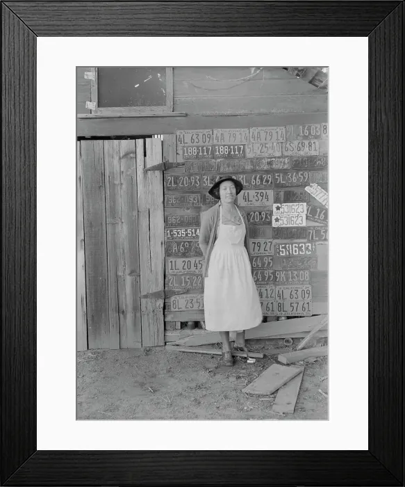 Framed Print : Farm woman beside her barn door, Tulare County, California, 1938. Creator: Dorothea Lange Framed Print : Farm woman beside her barn door, Tulare County, California, 1938. Creator: Dorothea Lange