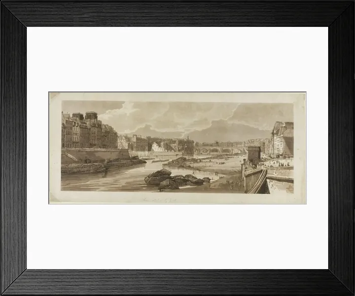 Framed Print : View of the City with the Louvre, etc. taken from Pont Marie, from A Selection... 1802. Creator: Thomas Girtin Framed Print : View of the City with the Louvre, etc. taken from Pont Marie, from A Selection... 1802. Creator: Thomas Girtin