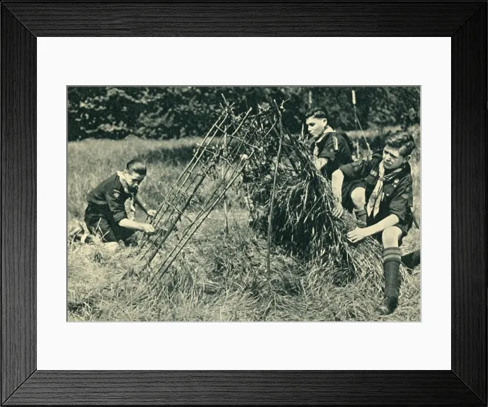 Framed Print : Scouts Making a Shelter, 1944. Creator: Unknown