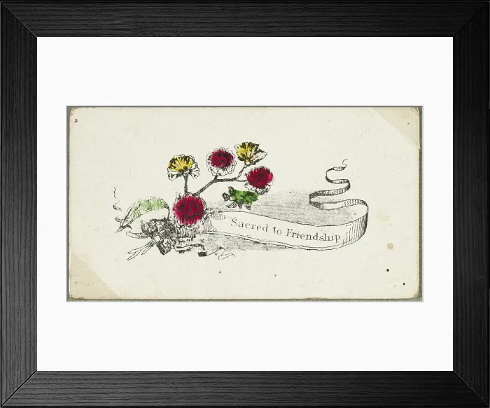 Framed Print : Sacred to Friendship (valentine), c.1830. Creator: Unknown Framed Print : Sacred to Friendship (valentine), c.1830. Creator: Unknown