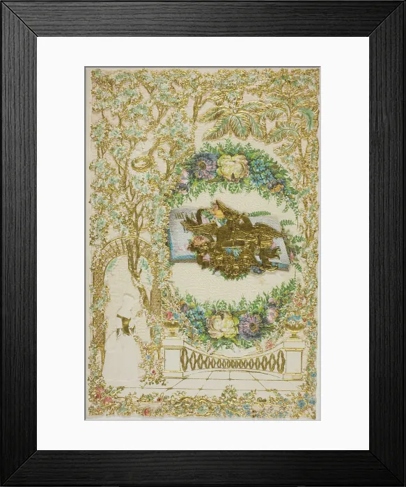 Framed Print : Untitled Valentine (Woman in Garden), n.d. Creator: Unknown Framed Print : Untitled Valentine (Woman in Garden), n.d. Creator: Unknown