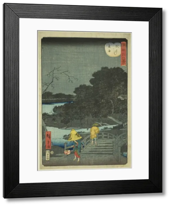 Framed Print : Night Rain at Makura Bridge (Makurabashi yau), from the series Eight Views of the Sumida... 1861. Creator: Utagawa Hiroshige II. Night Rain at Makura Bridge (Makurabashi yau), from the series Eight Views of the Sumida... 1861 Framed Print : Night Rain at Makura Bridge (Makurabashi yau), from the series Eight Views of the Sumida... 1861. Creator: Utagawa Hiroshige II. Night Rain at Makura Bridge (Makurabashi yau), from the series Eight Views of the Sumida... 1861